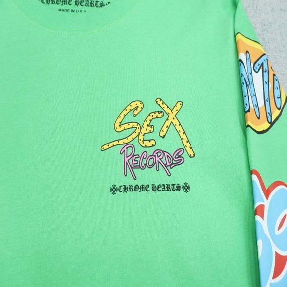 Chrome Hearts Yellow Letter Print Logo T-Shirt - Green Long Sleeve - Picture 11 of 13